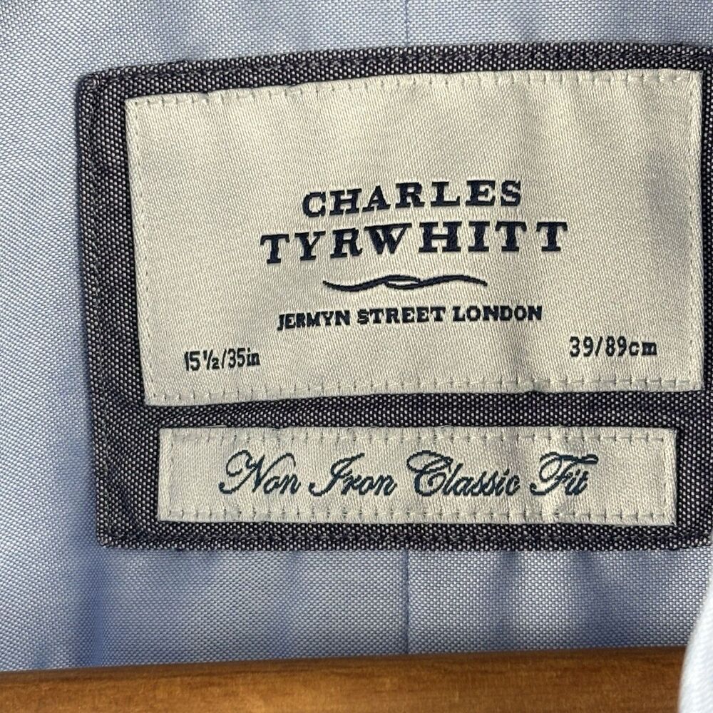 Charles Tyrwhitt Dress Shirt Men 15 1/2 - 35 Classic Fit Blue Non-Iron Soft - Picture 3 of 9